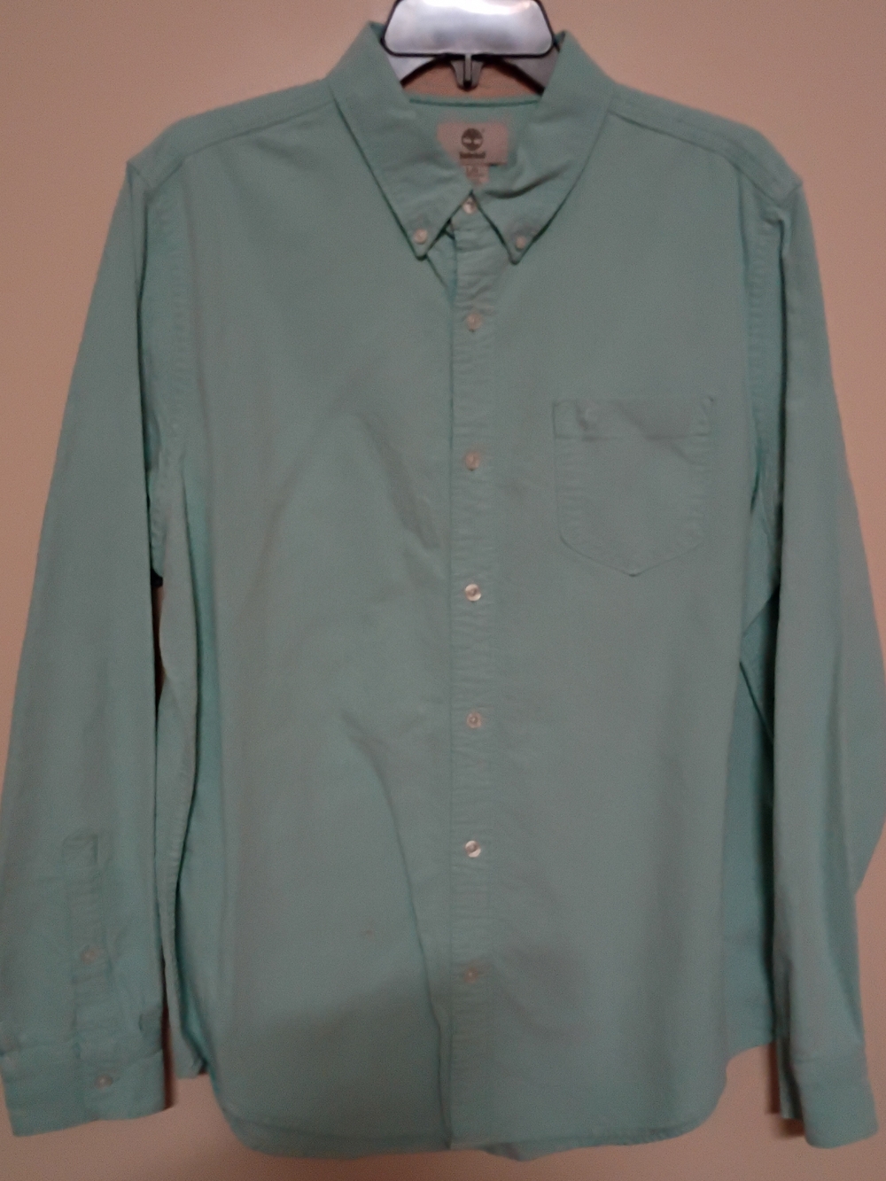 Timberland Men's Light Mint Green Button-Down Shirt